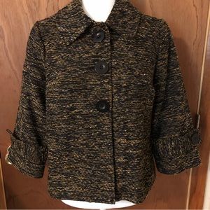 Christopher & Banks Black & Gold Threaded Blazer